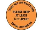 Slip-Gard - Model AF-MFS428 - 12" Floor Sign Please Keep At Least 6 FT Apart - Orange Background