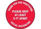 Slip-Gard - Model AF-MFS422 - Floor Sign Please Keep at Least 6 FT Apart - 12 - Red Background